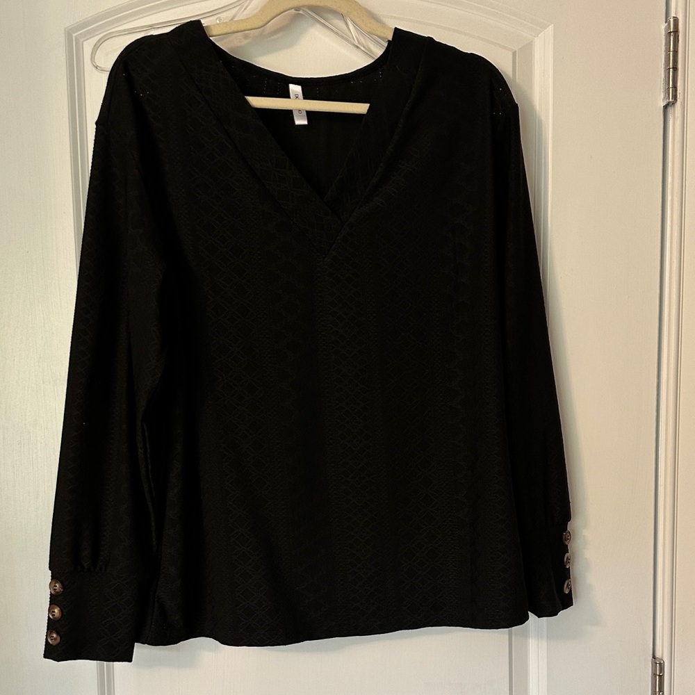 Chic Black V-Neck Women's Blouse